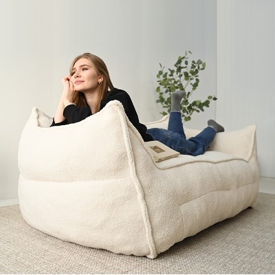 Teddy Bear Bean Bag Loveseat Sofa,Bean Bag Couch, Cozy Bouclé Bean Bag for Small Spaces & Modern Living Rooms-Maison Boucle