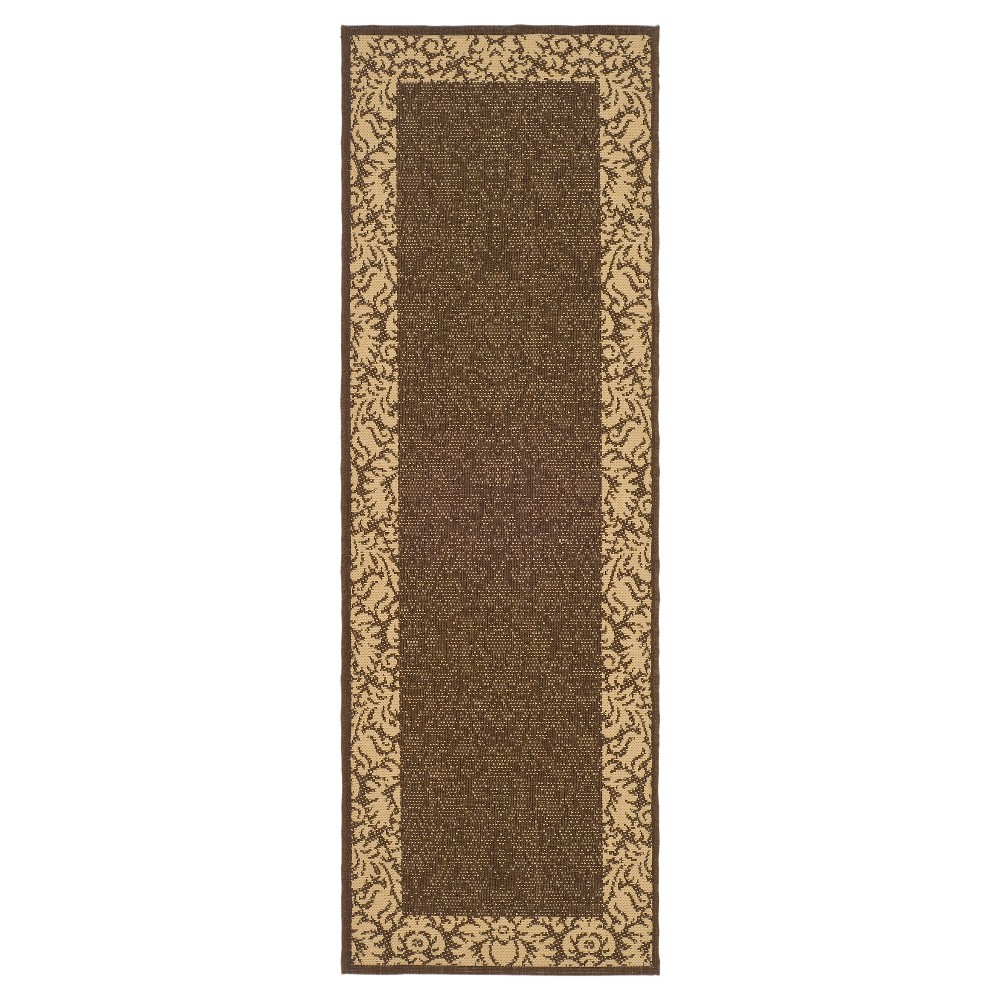 2'3inX14' Rectangle Violetta Outdoor Rug Chocolate/Natural - Safavieh