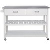 Kitchen Cart With Stainless Steel Counter Top, 2 Drawers, Rolling Kitchen Cart On Wheels With 2 Opening Shelves - 3 of 4