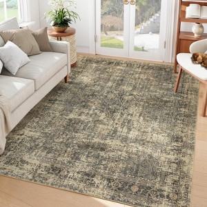 Area Rug, Washable Rug ¨C Ultra Soft Vintage Distressed Non-Slip Low Pile Stain-Resistant Throw Carpet for Living Room Bedroom Office - 1 of 4