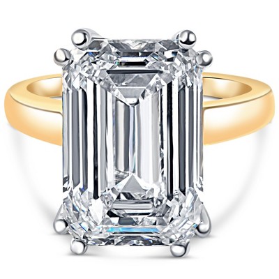 Pompeii3 Certified 10.05CT Emerald Cut Solitaire Diamond Engagement Ring 14k Gold Lab Created - Size 7
