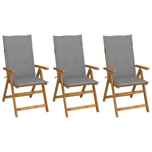 vidaXL Folding Patio Chairs 3 pcs with Cushions Solid Acacia Wood - 1 of 1