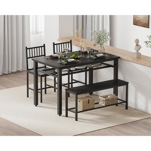 4 Piece Kitchen Table Set for Small Space£¬Modern Dining Table Set£¬2 Chairs,1 Bench,1 Table,47 "Rectangular Dining Room Set with Storage Bench - 1 of 4