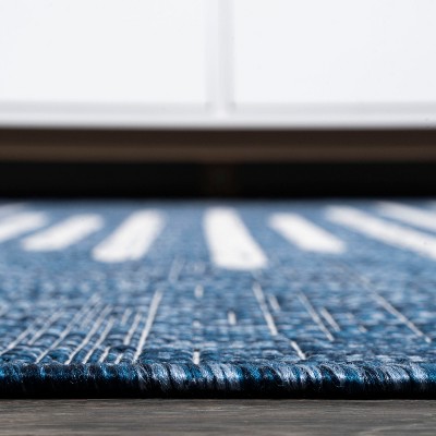 Bohemian Blue Stripe Washable Synthetic Rug - 3' x 5'