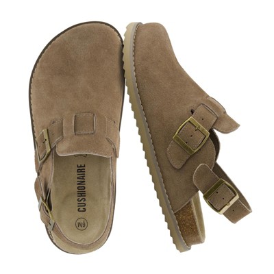 CUSHIONAIRE Brooklyn Women's Suede Clogs - Adjustable Slingback Clog Sandal with Buckle, Memory Foam, Wide Widths