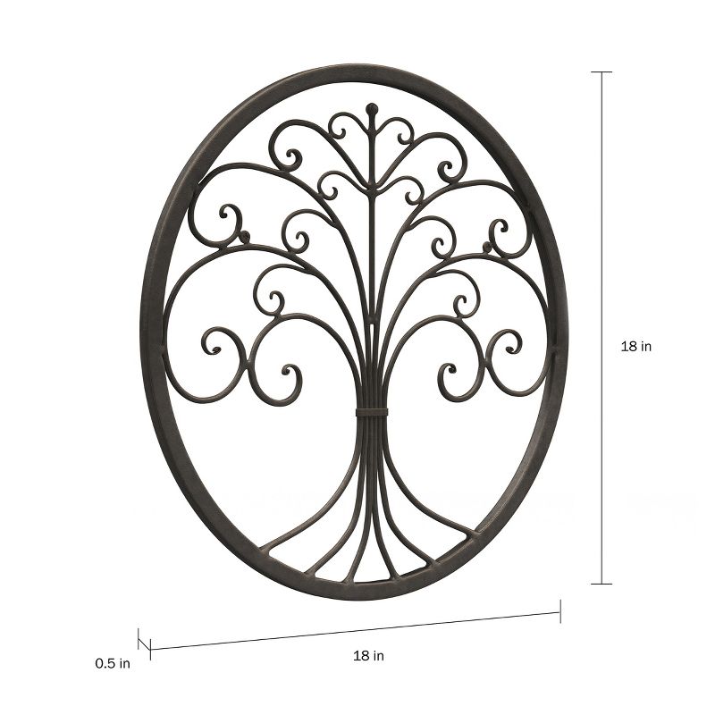 Wall Decor - Iron Metal Tree of Life Modern Wall Sculpture Art Round for Living Room, Bedroom or Kitchen by Hastings Home (Brown), 3 of 8