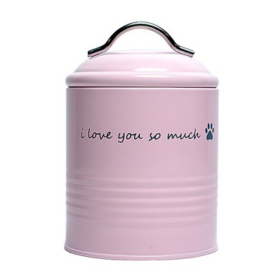 Blush Pink and Sky Blue Airtight Metal Dog Treat Canisters