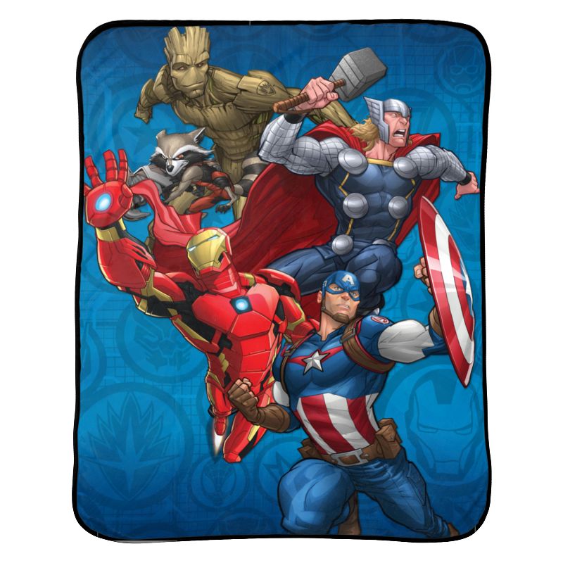 Marvel Avengers 46&#34;x60&#34; Kids&#39; Throw Blanket Blue, 1 of 6