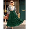 Women's Boho Beach Maxi Skirt - High Waist Flowy Pleated & Ruffle Long Skirt with Pockets Dark Green - 3 of 4