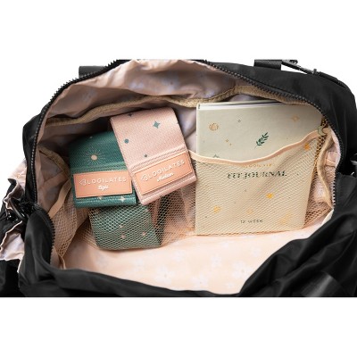 Black Polyester Yoga Gym Bag with Multiple Pockets