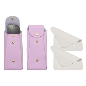 Unique Bargains PU Leather Portable Nail Buckle Soft Eyeglass Cases 2 Pcs - 1 of 4