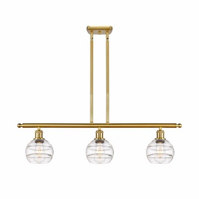 Rochester - 3 Light Stem Hung Island In Industrial Style-8.38 Inches Tall and 36 Inches Wide