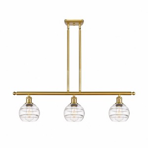 Rochester - 3 Light Stem Hung Island In Industrial Style-8.38 Inches Tall and 36 Inches Wide - 1 of 1