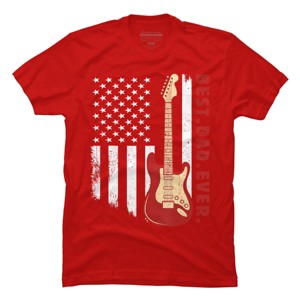Men's Design By Humans Best Dad Ever Guitar and Flag By MINHMINH T-Shirt - 1 of 2