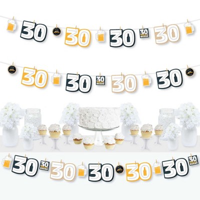 Big Dot of Happiness Cheers and Beers to 30 Years - 30th Birthday Party DIY Decorations - Clothespin Garland Banner - 44 Pieces