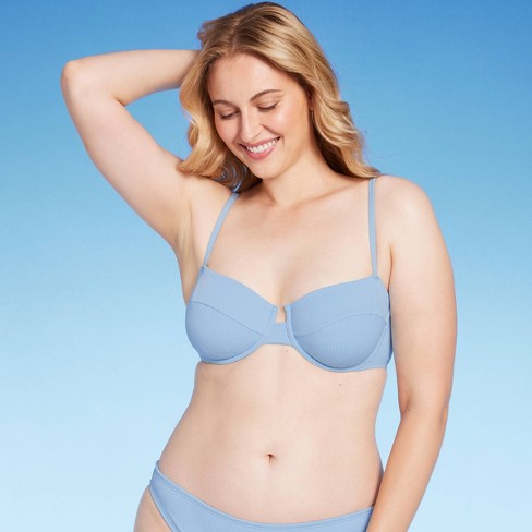 Women's Ribbed Underwire Bikini Top - Shade & Shore™ Light Blue