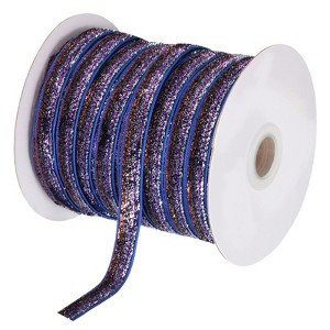 Unique Bargains Single Face Metallic Glitter Velvet Ribbon for DIY Crafts Gift Wrapping - 1 of 3