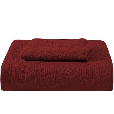Burgundy Twin Microfiber Reversible Kids Coverlet Set