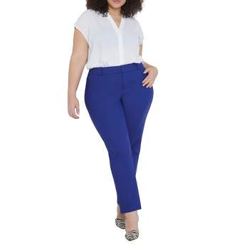 ELOQUII Women's Plus Size Petite 9-To-5 Stretch Work Pant, 14 - Moroccan  Blue