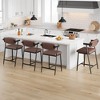 Counter-Height Bar Stool Set with Armrest, Footrest, Soft Back, and Cushioned Seat – Metal Barstools Set for Kitchen Islands and Counters - 3 of 4