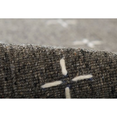 Handmade Charcoal Wool and Synthetic Rectangular Rug