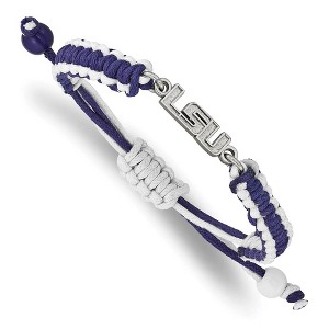 Black Bow Jewelry Stainless Steel Louisiana State Fighting Tigers NCAA charm Bracelet 9 Inch - 1 of 3