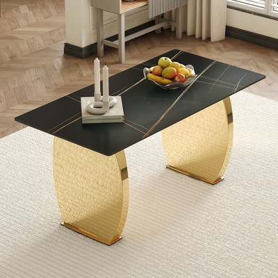 CAVINAS Dining Table Rectangular with Patterned Tabletop for Dining Room
