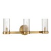 Robert Stevenson Lighting Izzy Metal and Clear Ribbed Glass 3-Light Vanity Light Brushed Gold: ETL Listed, Steel Body, No Switch - 4 of 4