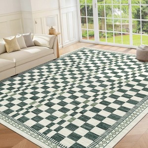 Checkered Area Rugs for Living Room Soft Modern Geometric Rug Non-Slip Low Pile Carpet for Bedroom, Dining Room - 1 of 4