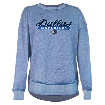 NBA Dallas Mavericks Women's Burnout Crew Neck Fleece Sweatshirt
