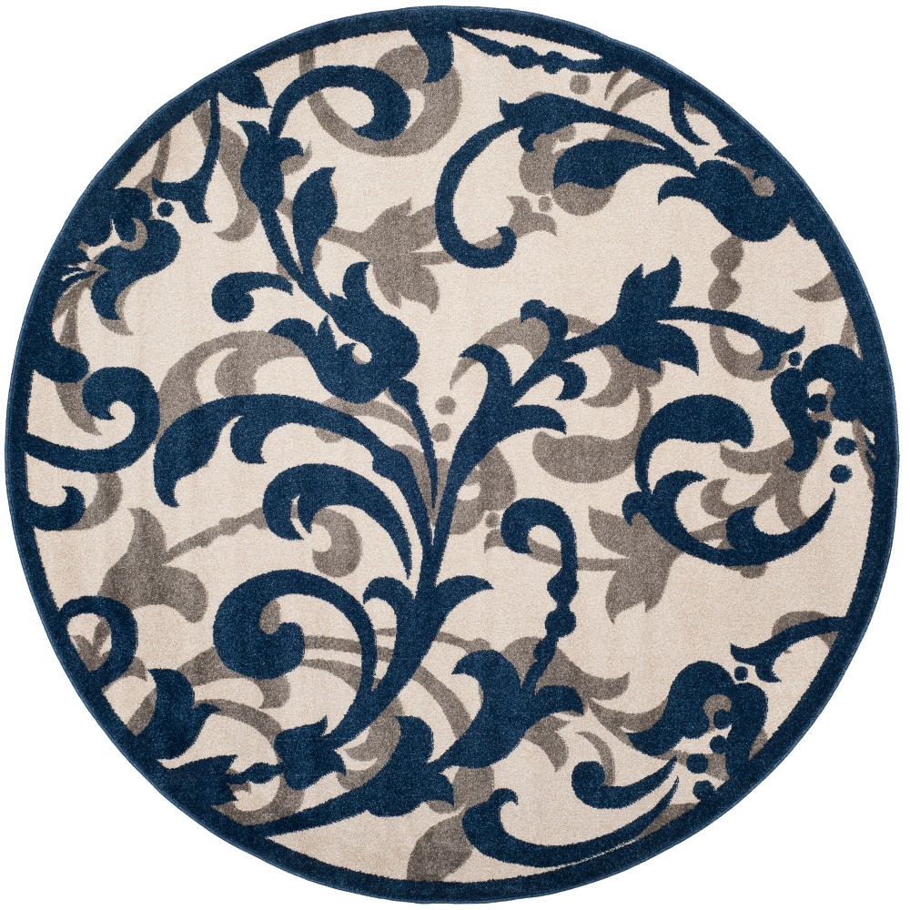 7' Round Archer Indoor/Outdoor Rug - Navy/Cream - Safavieh