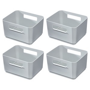 iDesign Plastic Pantry Storage Bin with Handles - Set of 4 - Gray - 1 of 4