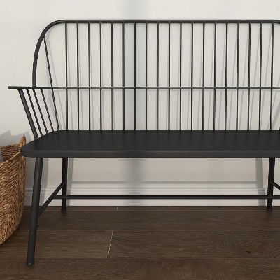 Modern Leather Woven Bench Black - Olivia & May : Target