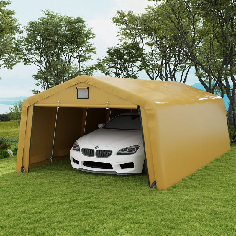 Outsunny 12' x 20' Portable Garage, Heavy Duty Car Port Canopy with Ventilation Windows and Large Door, 3 of 7