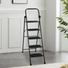 5 Step Ladder, Steel Folding Step Ladder, Portable Ladder with Anti-Slip Wide Pedals, Handrail for Multi-Purpose, Home, Kitchen, Black - 2 of 4
