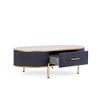 47.2" Sintered Stone Coffee Table with Drawer, Gold Accents and Stainless Steel Legs for Modern Living Rooms - 3 of 4