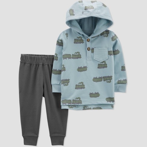 Carter's Just One You® Baby Boys' Transportation Top & Bottom Set - Green - image 1 of 3