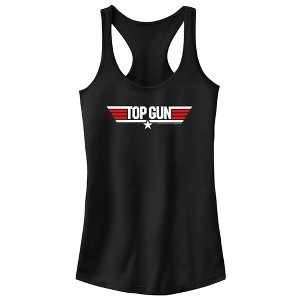 Juniors Womens Top Gun Red and White Movie Logo Racerback Tank Top - 1 of 4