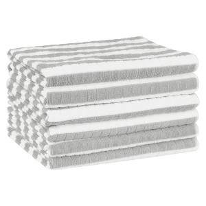 Unique Bargains Soft Absorbent Microfiber Contrast Color Stripes Kitchen Towels 18 x 26 Inches 6 Pcs - 1 of 4