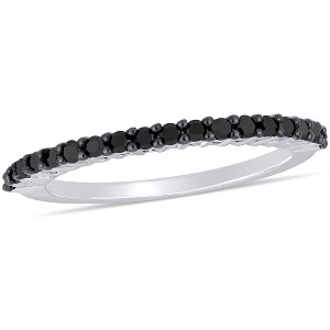 EVERLY JEWELRY |10K White Gold 1/5 CT TW Black Diamond Anniversary Band Black Rhodium Plated - 1 of 4
