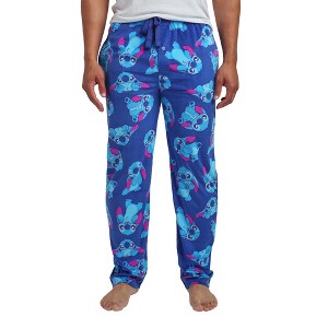 Disney's Lilo & Stitch All-Over Print Lightweight Plush Fleece Men's Sleep Pajama Pants - 1 of 4