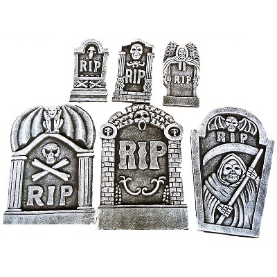 Sunstar Tombstone 6 Piece Collection Halloween Decorations - 19 in x 12 in - Gray