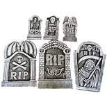 Sunstar Tombstone 6 Piece Collection Halloween Decorations - 19 in x 12 in - Gray