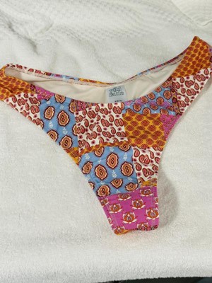 Women's Patchwork Print Ultra High Leg Ultra Cheeky Tanga Bikini Bottom -  Wild Fable™ Multi : Target