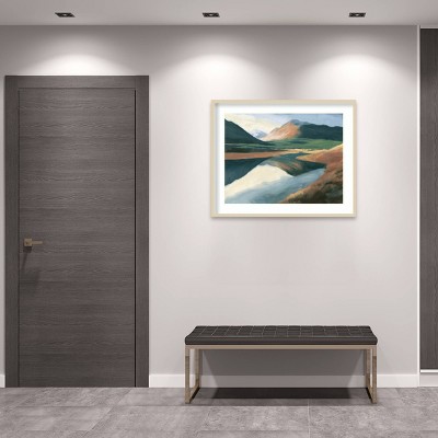 Large Natural Maple Wood Framed Nature Vistas Oil Painting