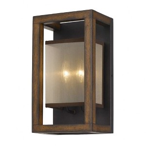 Cal Lighting 40W x 2 Rubber Wood Wall Sconce with Organza Shade (Edison Bulbs not Included), Brown, WL-3536-2 - 1 of 1