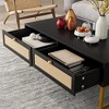 Homhougo Rattan Coffee Table with 2 Drawer 45.6'' Wood Coffee Table with Storage Boho Dining Table with Rattan Drawer - 3 of 4