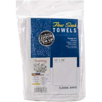 Aunt Martha's Stitch 'Em Up Flour Sack Towels 33"X38" 2/Pkg-White