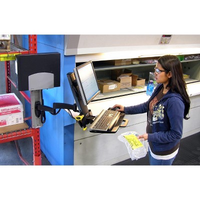 Black Steel Wall-Mount Adjustable Combo Arm for 24" Monitors