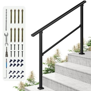 LOVMOR Hand Rails for Outdoor Steps, Wrought Iron Railing, Exterior Hand Railing for Steps, Porch Railing Kit - 1 of 4